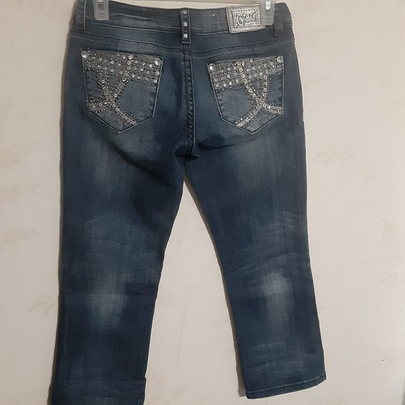 Grace in LA Women's Embellished Capri Jeans in size 3 - Picture 4 of 8